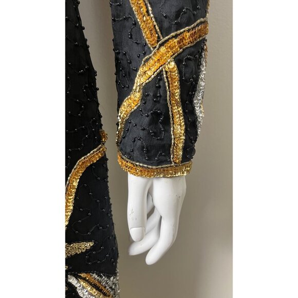 VINTAGE MANNEQUIN BEADED SEQUIN 80'S GLAM DRESS M - Picture 4 of 12